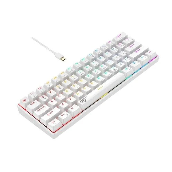 CLAVIER MECANIQUE GAMING HAVIT KB903L 61 KEY RED-SWITCH RGB WHITE